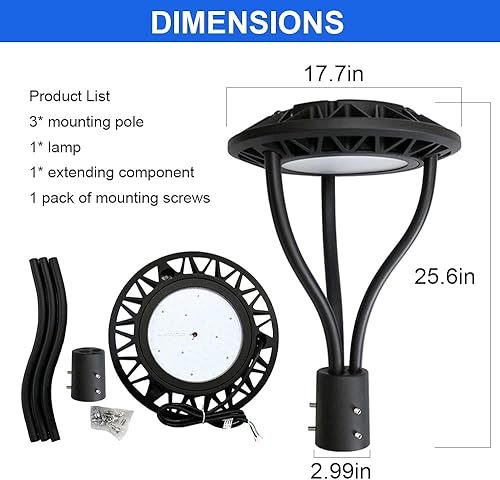 Miniatura 6 de Luz LED superior de poste de 100 W-120 W-150 W Power Tunable 130 lmw 5000 K Outdoor Post Light con foto del atardecer al amanecer luz LED circular