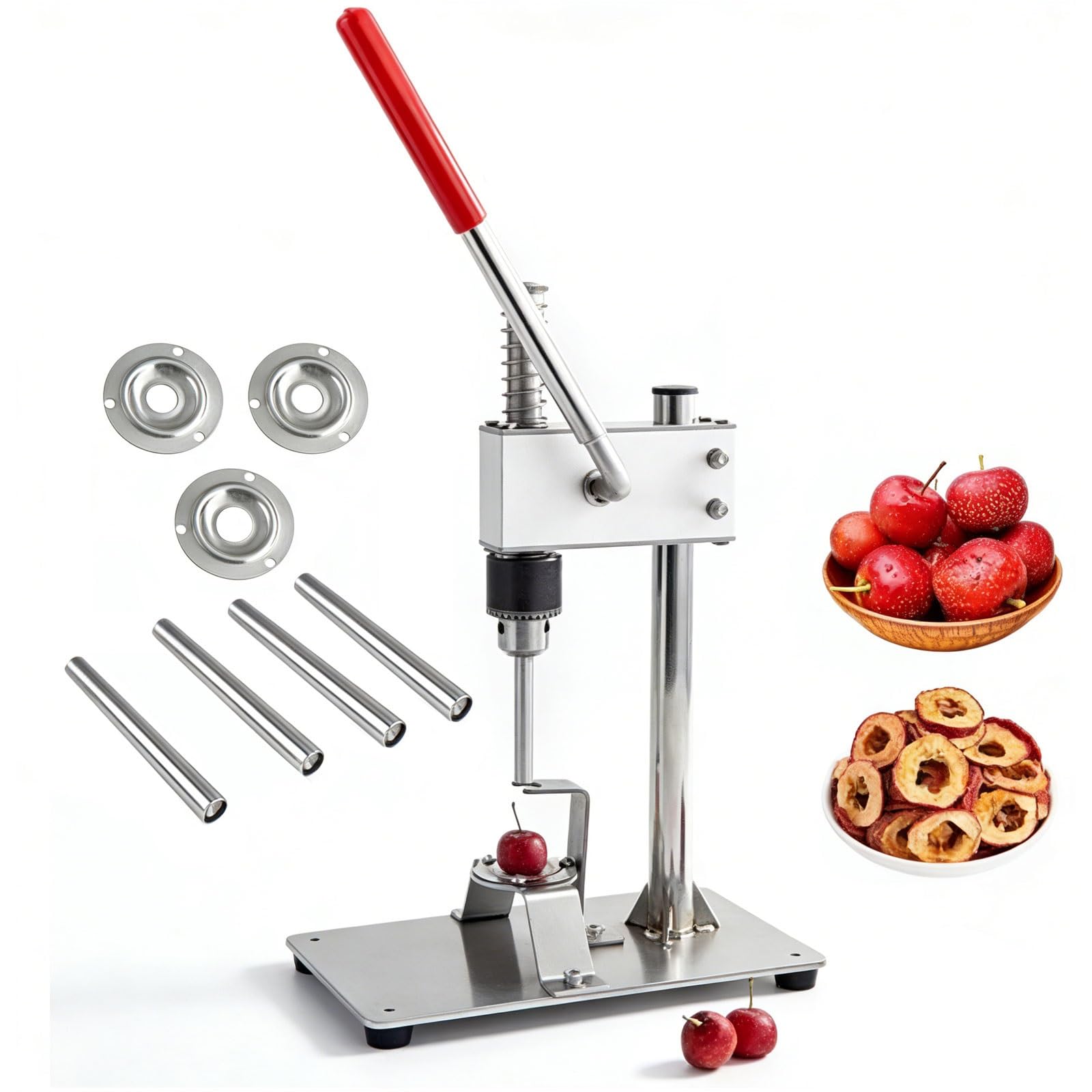 Herramienta de extracción de descorazonadores de frutas, descorazonador manual de semillas de espino de acero inoxidable con 4 cuchillas reemplazables, removedor de frutas de cocina para uso doméstico