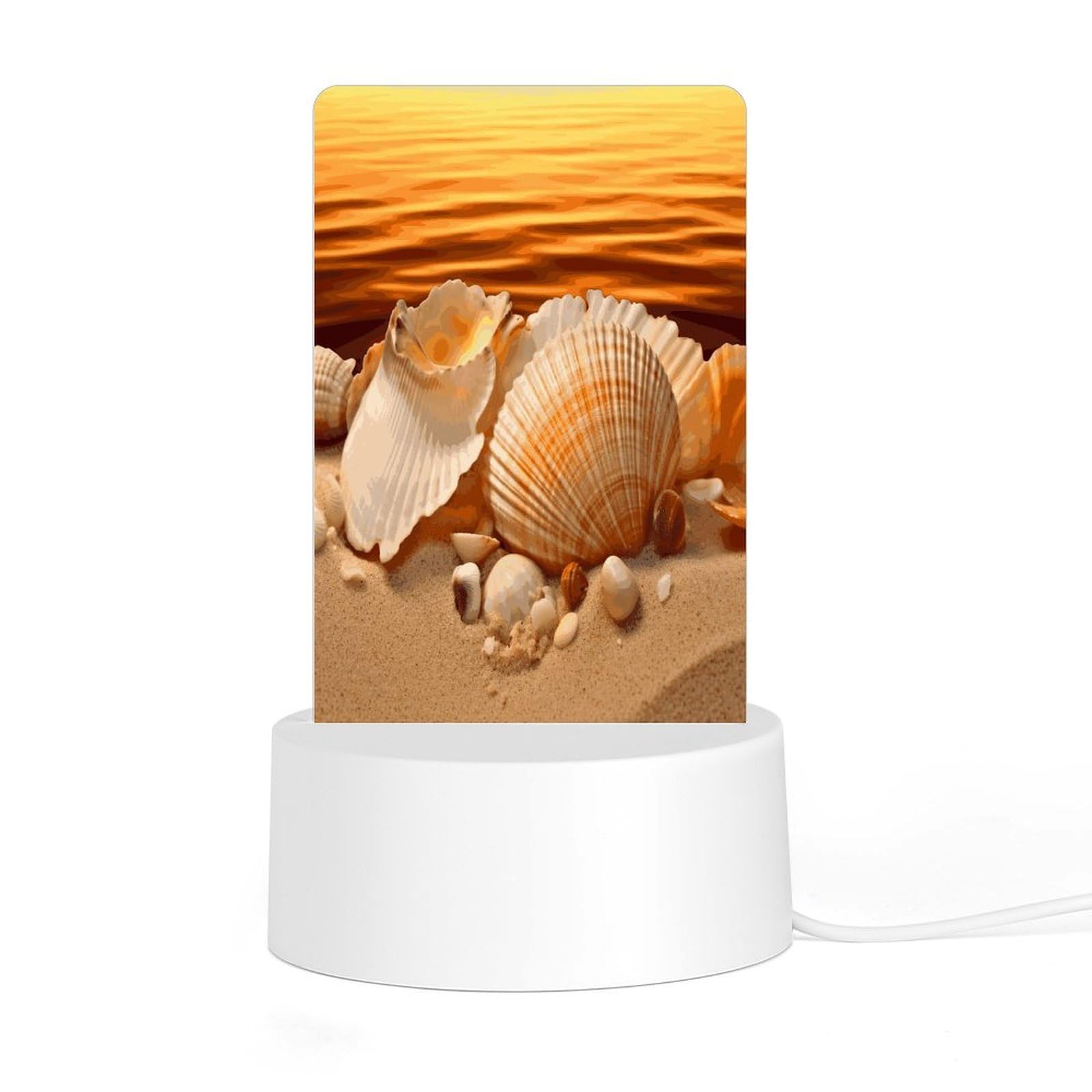 Adfgyerh Style Shells And Sand Night Light Acrylic Material Easy Installation, Home Decor Usb Interface Power Supply, Lamp For Restaurant Bar Cafe Room Decor
