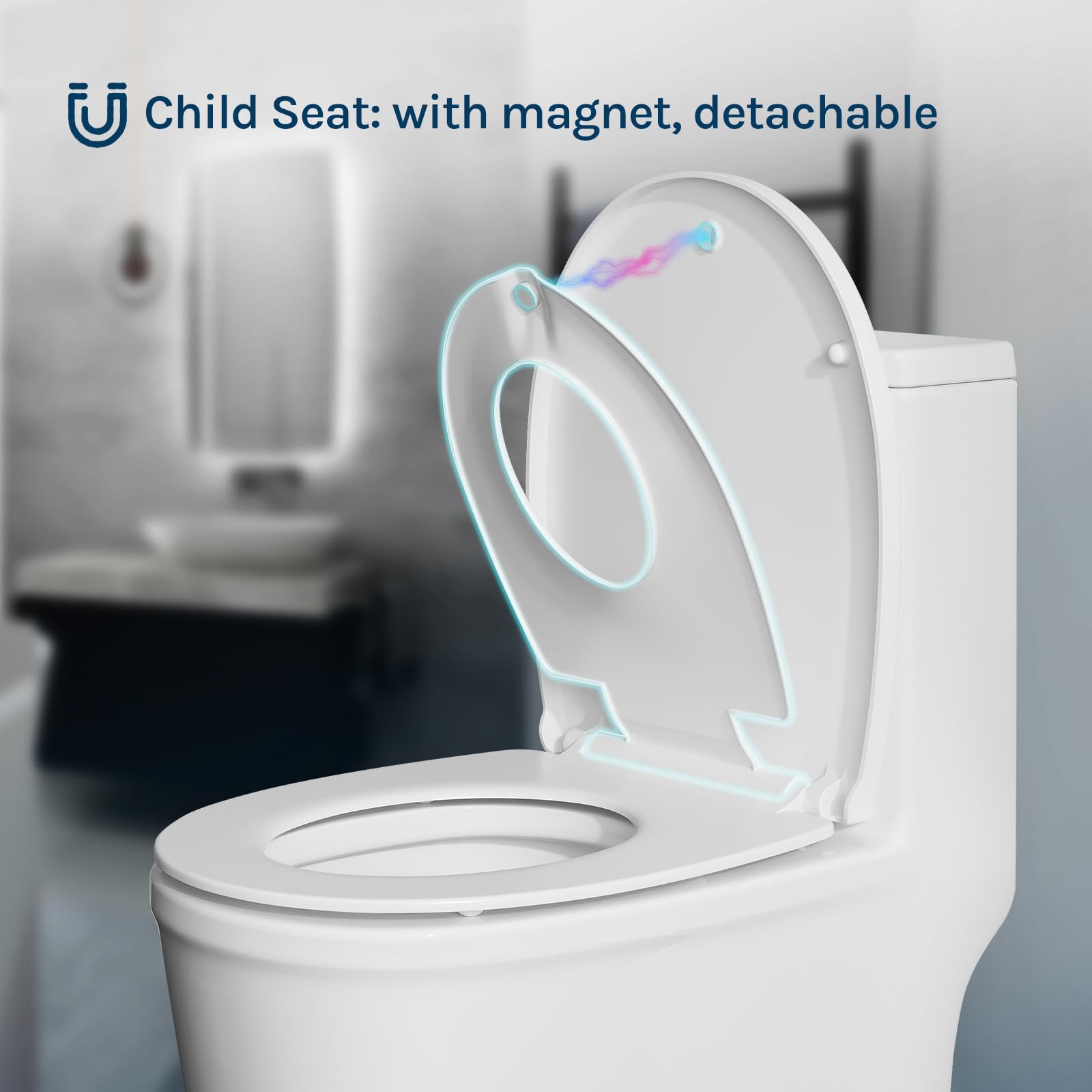 Toilettendeckel mit Kindersitz, WC-Sitz mit Absenkautomatik für Familie