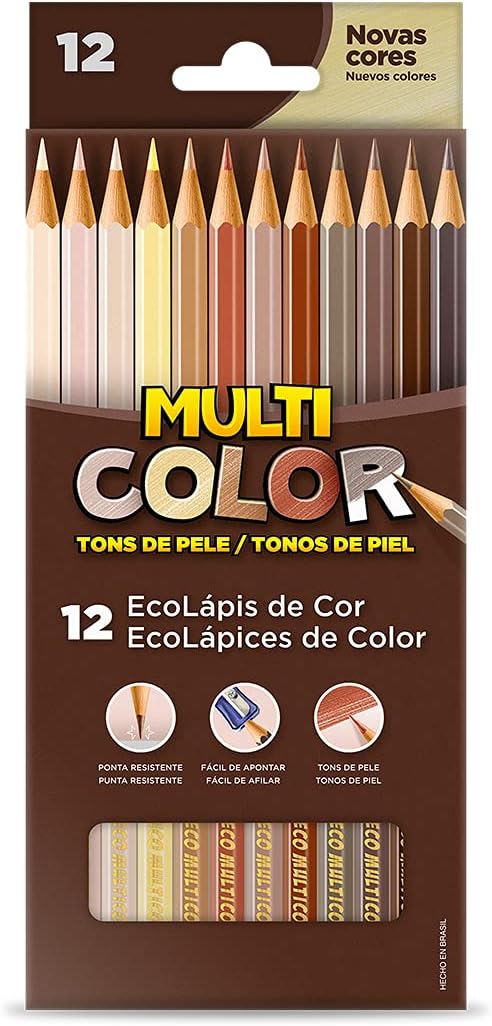 Faber-Castell Ecolapis Color, Multicolor, Ethnic Colors, 11.1200NTP, Skin Tones, Case with 12 Colors, Multicolor