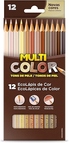 EcoLápis de Cor Multicolor, Tons de Pele, 11.1200NTP, Estojo com 12 Cores