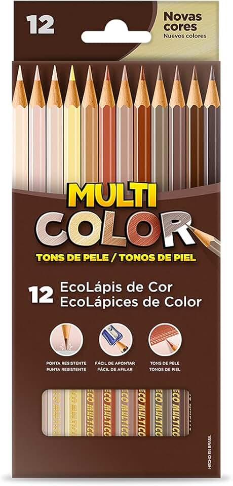 EcoLápis de Cor Multicolor, Tons de Pele, 11.1200NTP, Estojo com 12 Cores