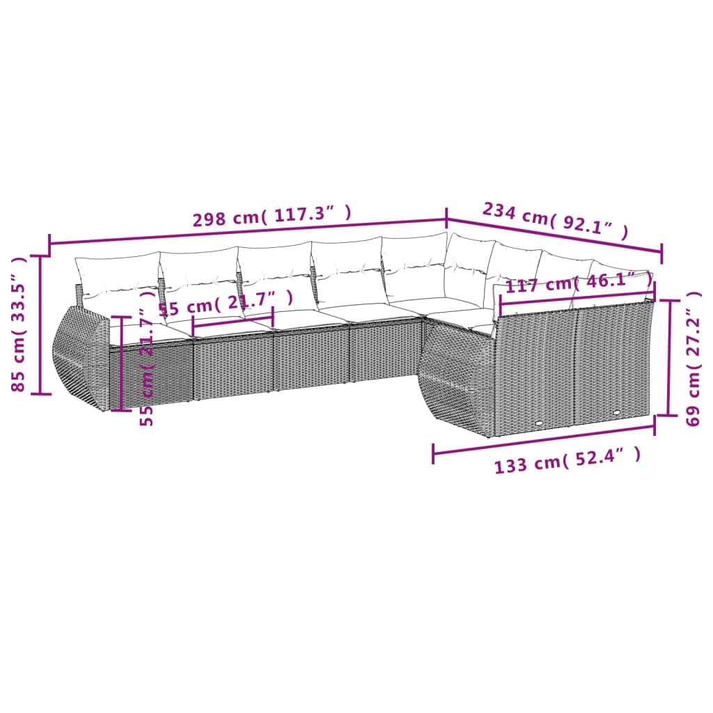 Juego de sofá cama, sofá para exterior, moderno, sofá para jardín, salón, exterior, mobiliario, juego de sofá de jardín de 9 piezas con cojines beige de ratán sintético egk