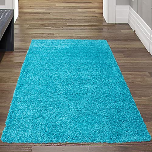 Teppich-Traum Flauschiger Shaggy Läufer | pflegeleicht & unempfindlich | in türkis, Größe 80x150 cm