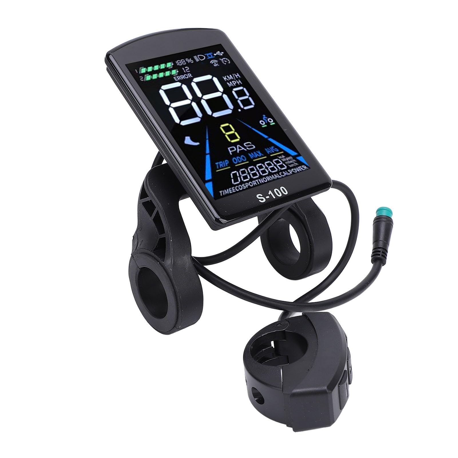 Generic Display LCD Universale per Bici Elettrica Pannello di Controllo LCD per Bici Elettrica ABS da 24 V a 72 V Schermo Impermeabile a 5 Pin per Manubrio da 22,2 Mm Mountain Bike Pendolari Ciclismo