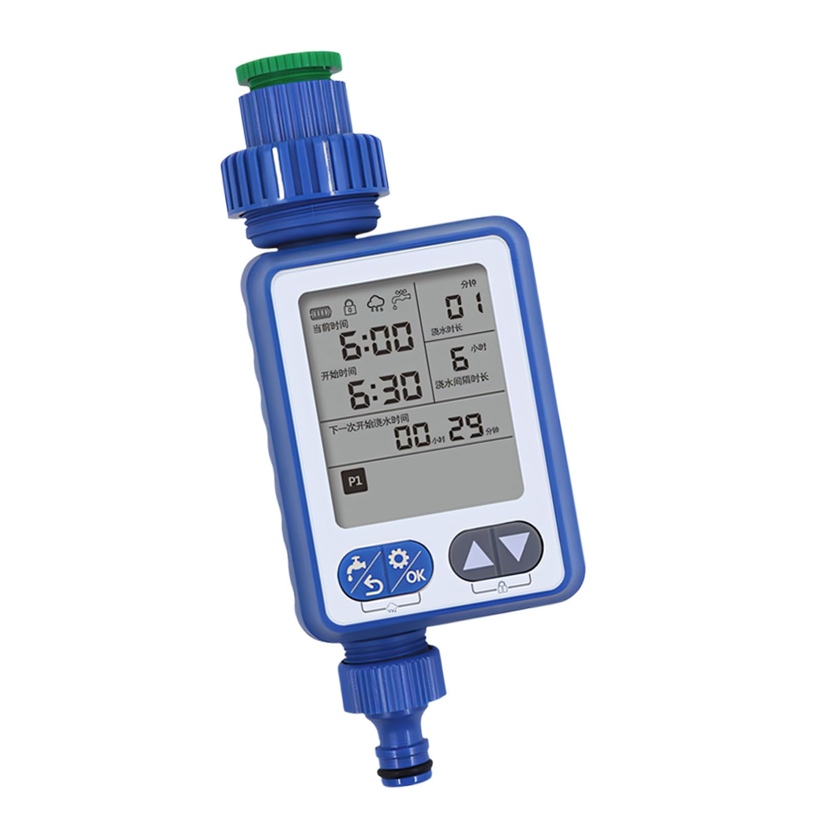 Temporizador de riego de Plantas con detección de Humedad, Blue
