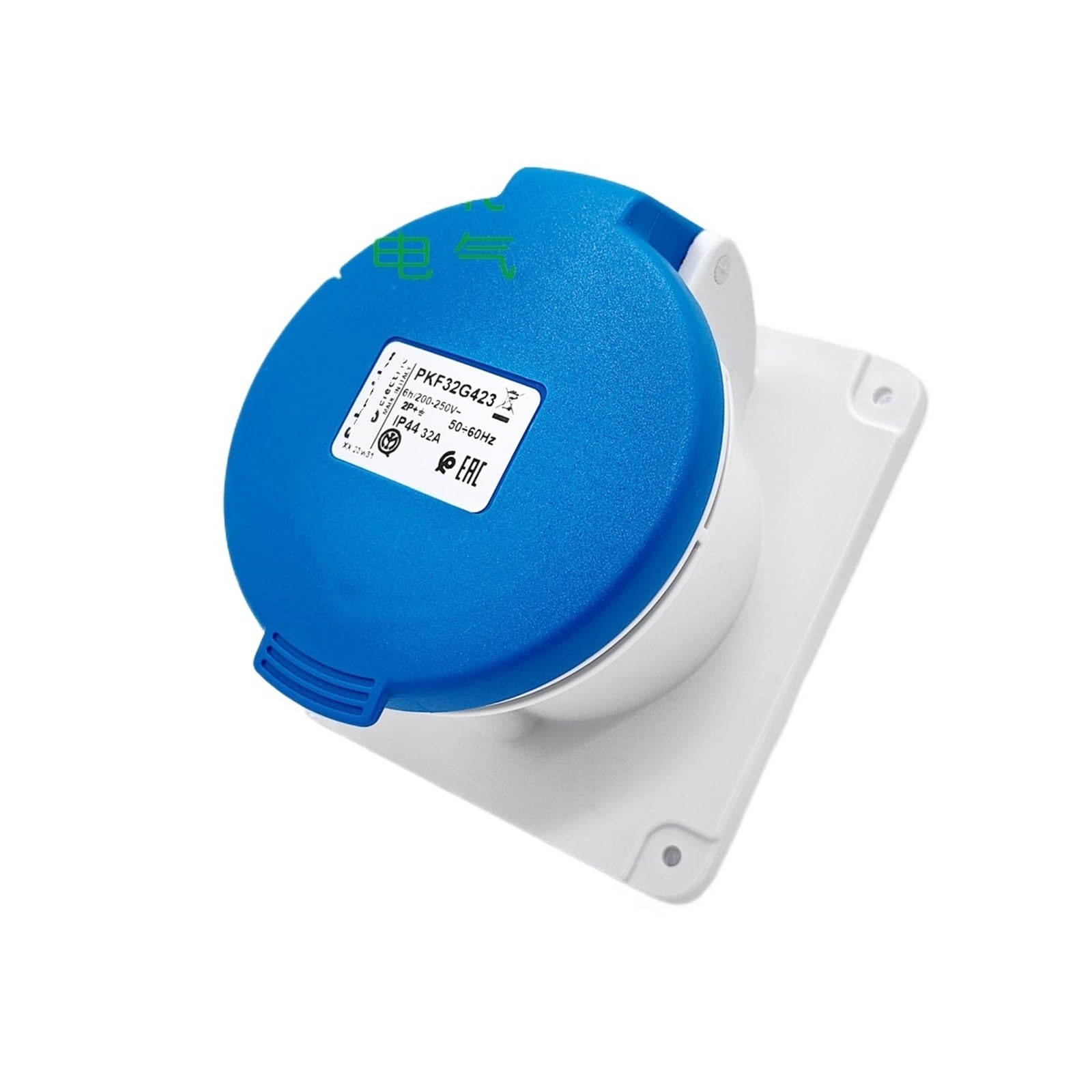 PKX32M423 Dreiadrig, 32 A, mobil, gerade, industriell, 2P+E, einphasig, 220 V (verdeckte, gerade Steckdose)
