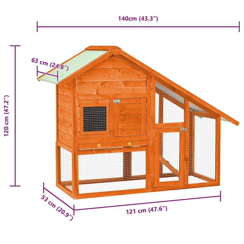 vidaXL Conejera Gallinero Ponedero Rústica Caseta Casa Jaula Conejo Mascota Roedor Animales Pequeños Choza de Pollo Madera Maciza de Abeto
