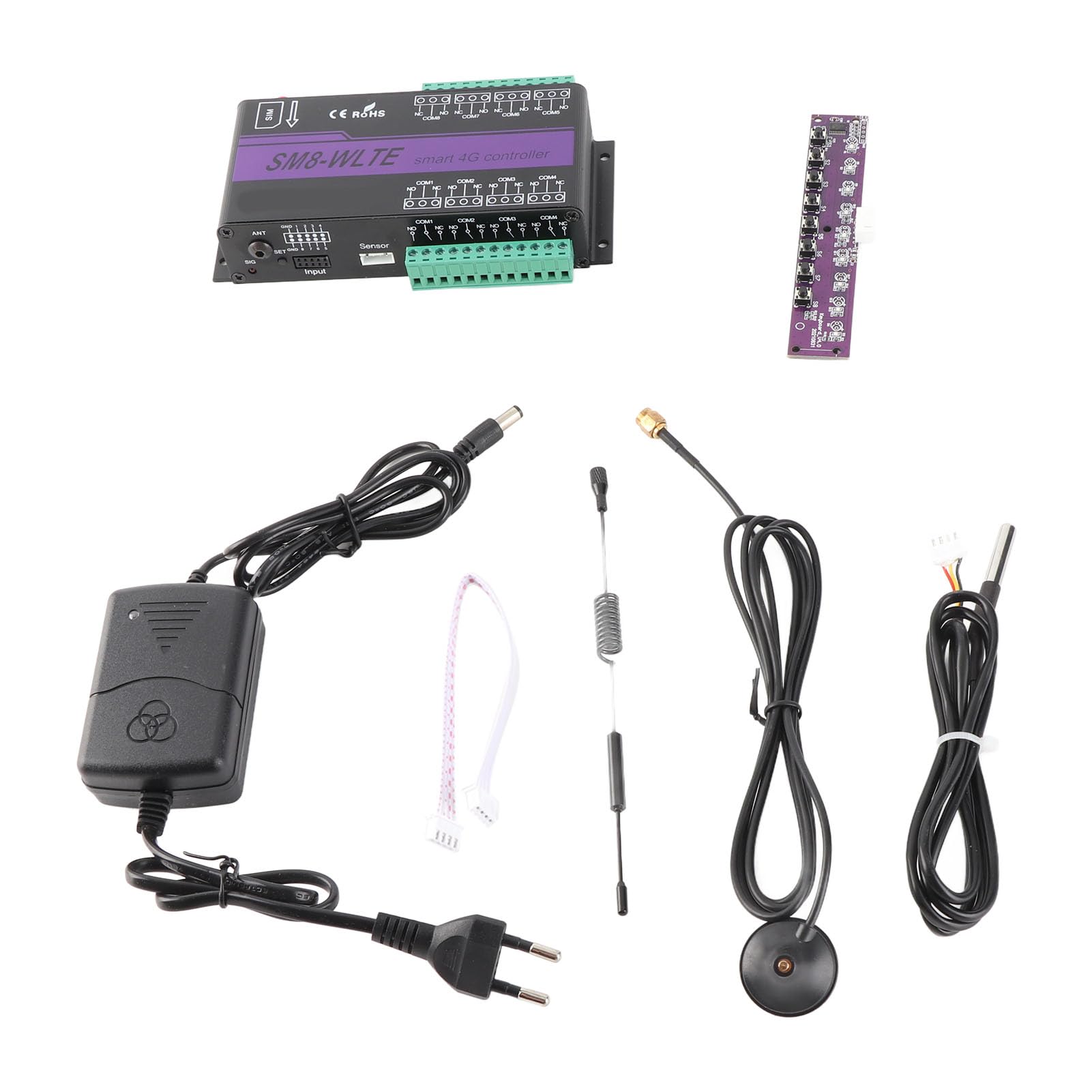 Fdit Controlador de Puerta GSM 4G, Interruptor Remoto por SMS con Sensor de Temperatura y Humedad, para Control de relé Industrial