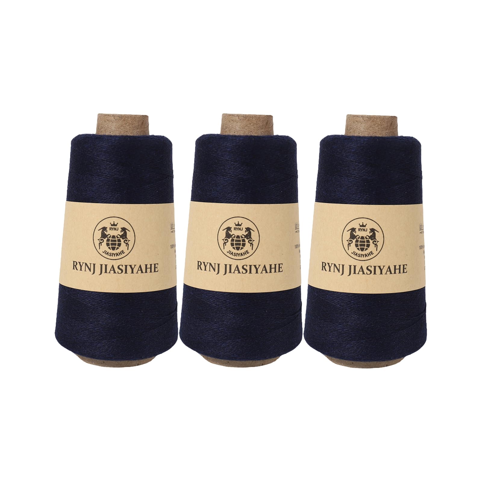 RYNJ JIASIYAHE Inner Mongolian Cashmere Yarn, Cashmere Yarn for Crocheting, 26Nm/2 ply Warm Soft Luxurious Hand Knitting Worsted Yarn (Navy Blue,50g*3 Packs)