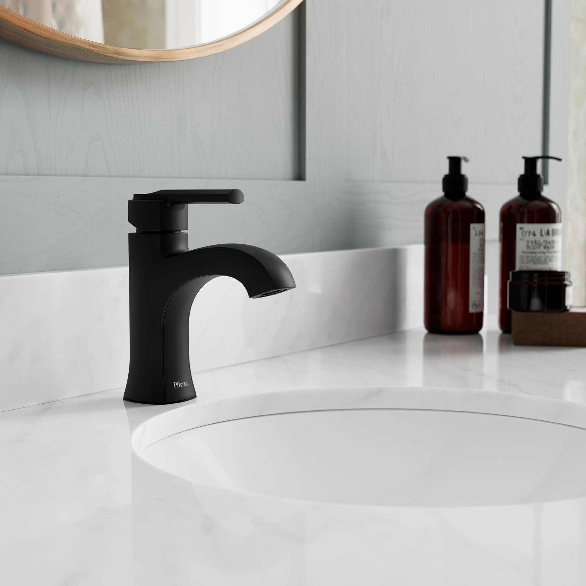 Pfister Vaneri Bathroom Sink Faucet, Single Control, 1-Handle, Single Hole, Matte Black Finish, LF042VRIBB - Image 2