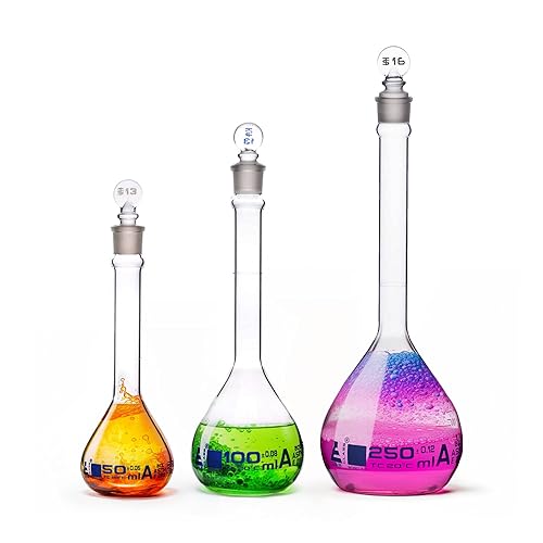 Juego de frascos volumétricos de alta calidad, 1.7fl oz, 3.4fl oz y 8.5fl oz, clase A, ASTM E288, durabilidad superior y resistencia química,