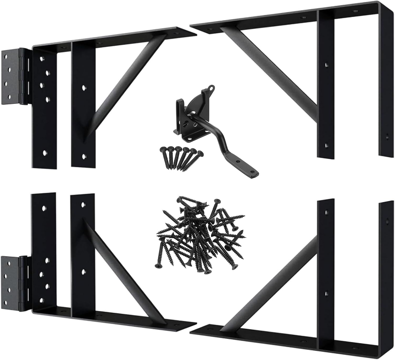 Gate Corner Brace Bracket - Heavy Duty Anti Sag Gate Kit with Self-Locking Latch, No Sag Gate Frame Kit for Wooden Fence, Deck, Corral Gates, Driveway, and Shed Doors