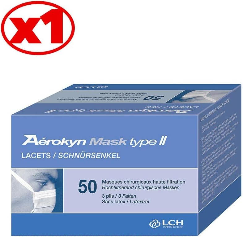 Mask Lace Mask aérokyn Type II Medical Green 3 Ply Box of 50 – plm-02