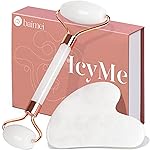 BAIMEI IcyMe Jade Roller & Gua Sha Set Face Roller and Gua Sha Facial Tools for Skin Care Routine and Puffiness, Self Care Gift for Men Women - White