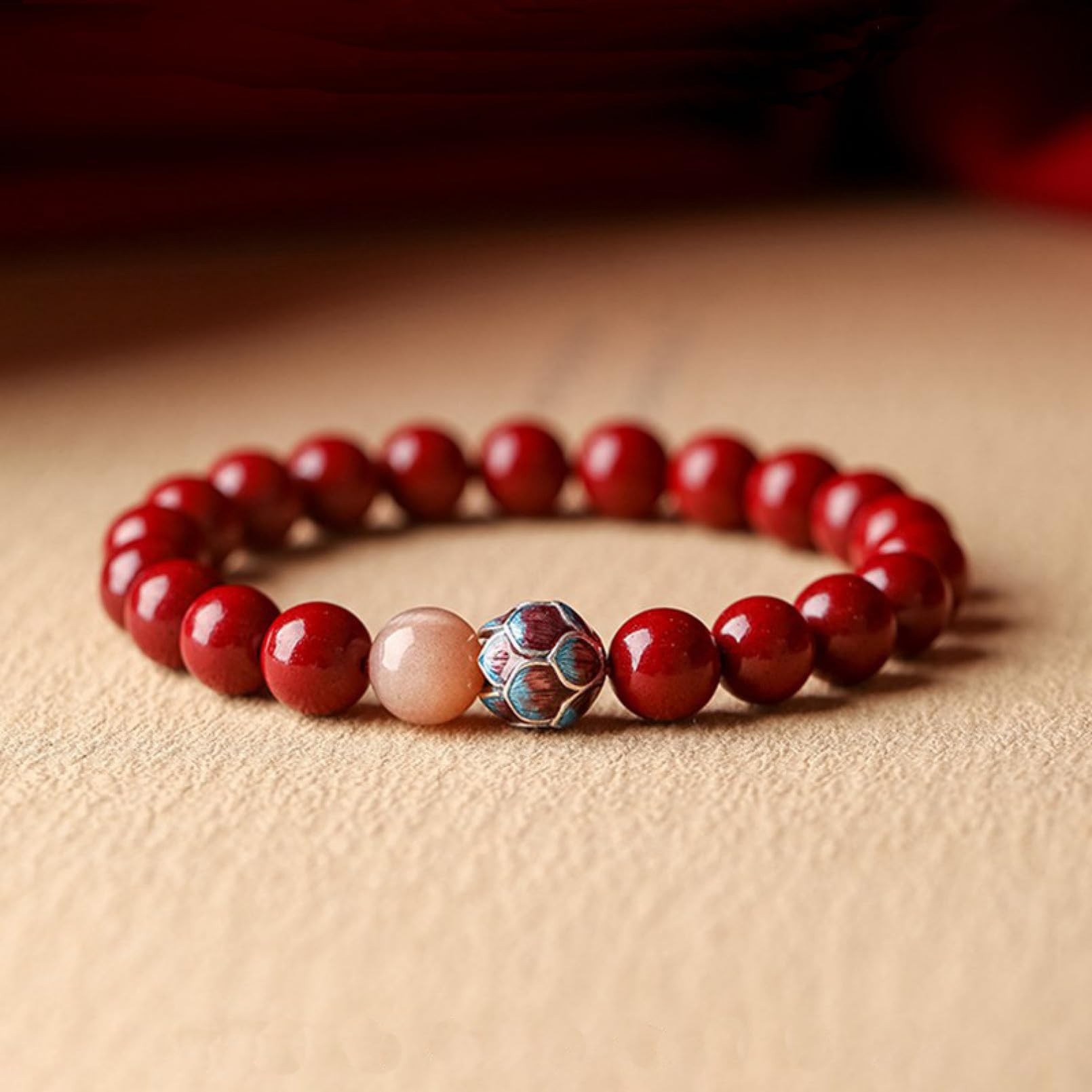 YEKIM Braccialetto di perline Lotus Vermilion Bracciale da donna Bracciale da uomo Coppia Bracciale