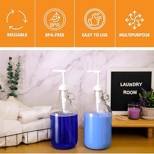 Vista 5 de Fastrack Dispensador de detergente para ropa de medio galón - Recipiente hermético con tapa de rosca Base antideslizante Dispensador de bomba