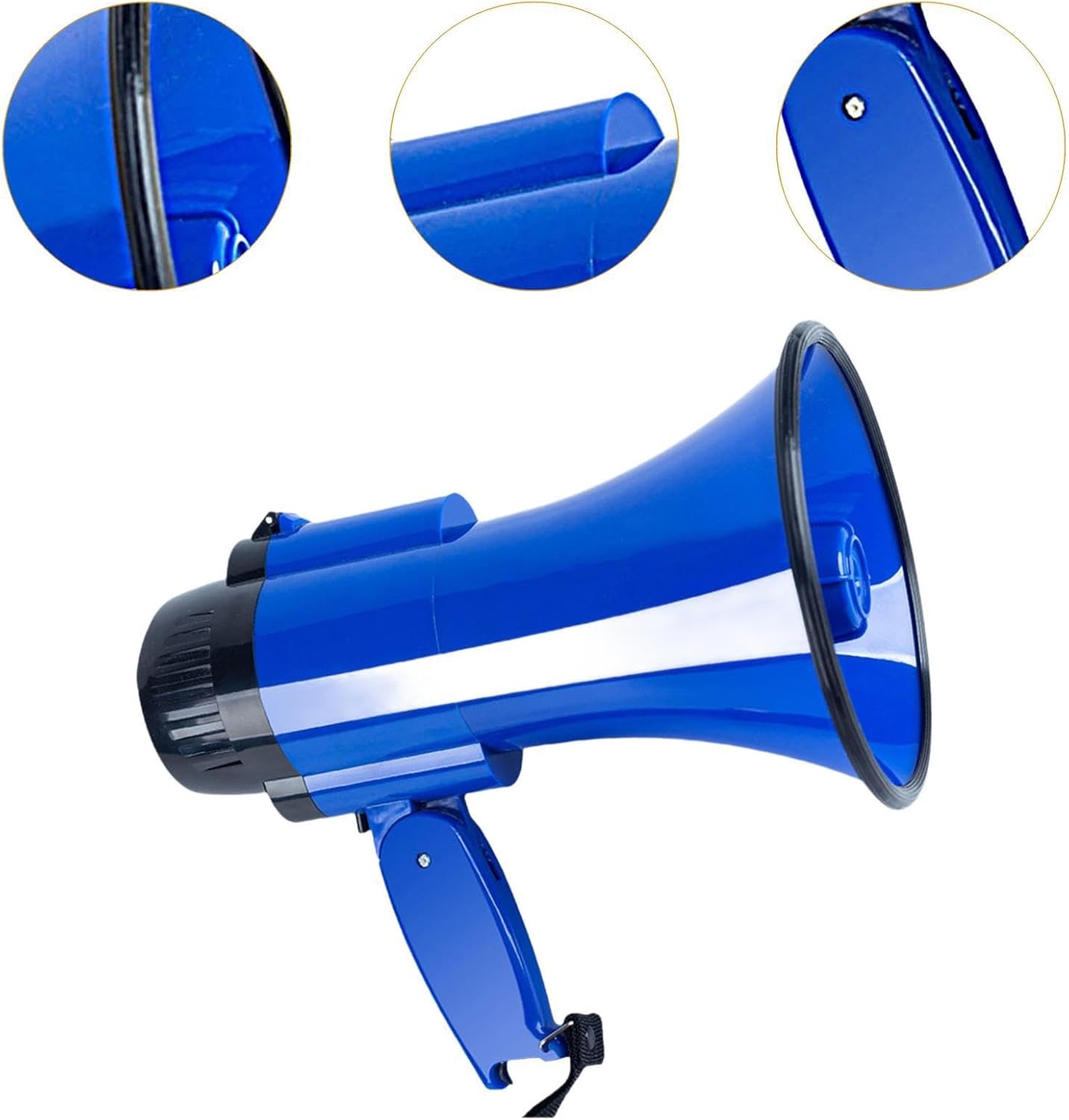 Megaphone Outdoor Portable Amplifier Gifts with Siren Blue Handheld 30W for Coaches Outdoors Hockey Cheerleading Fans