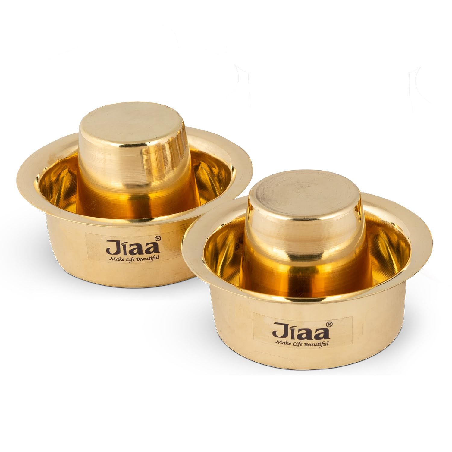 JIAA Authentic South Indian Brass Dabara Tumbler Set - Traditional Drinkware for Filter Coffee and Tea - Pack of 4, 150ml Capacity Each
