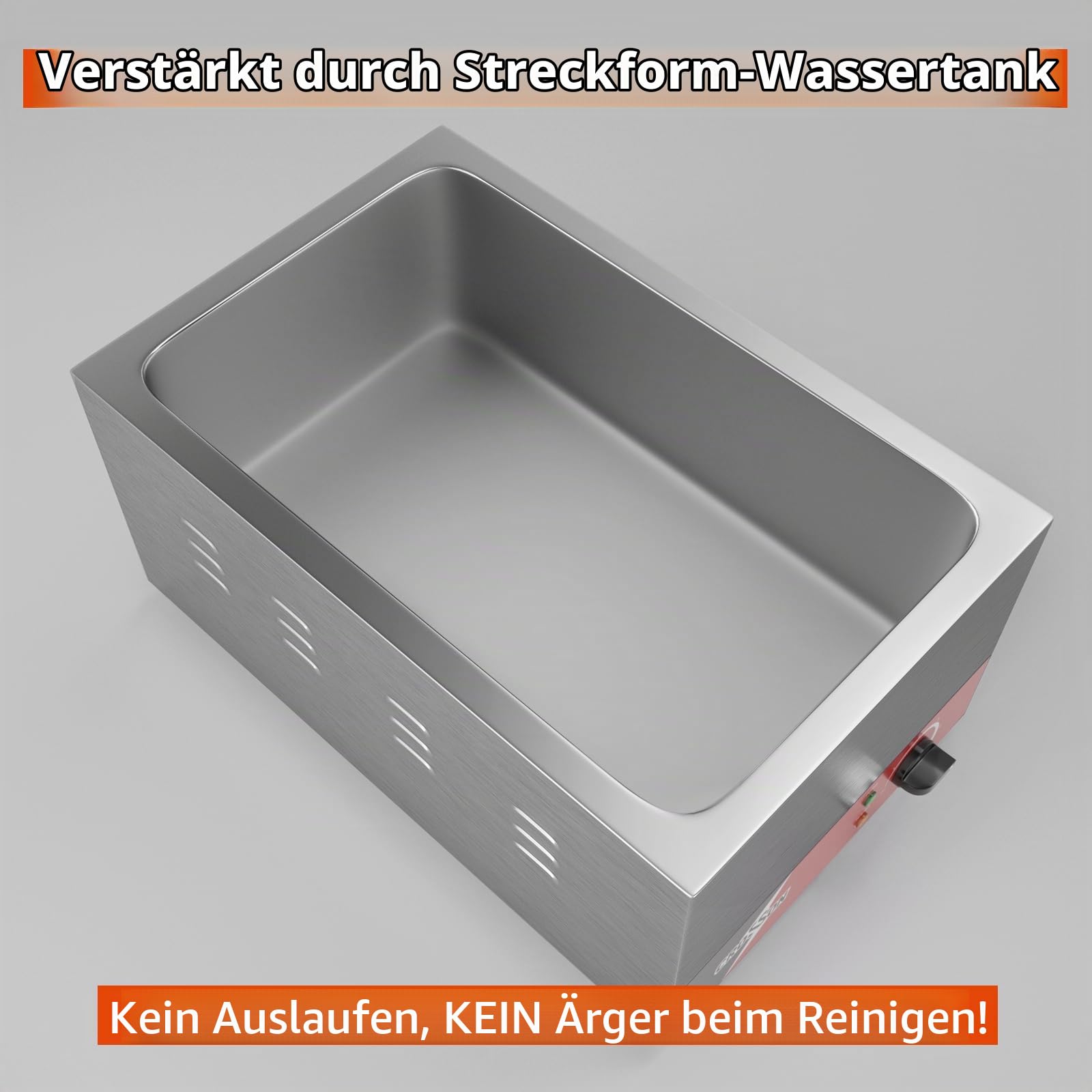 CROSSON Gastronorm Bain Marie Electric,Profi Gastro Speisewärmer,bain Marie für soßen,passend für GN 1/1 Gastronorm-Behälter,230V/1200W,Wasserbad Temperatur einstellbar von 35-85 °C