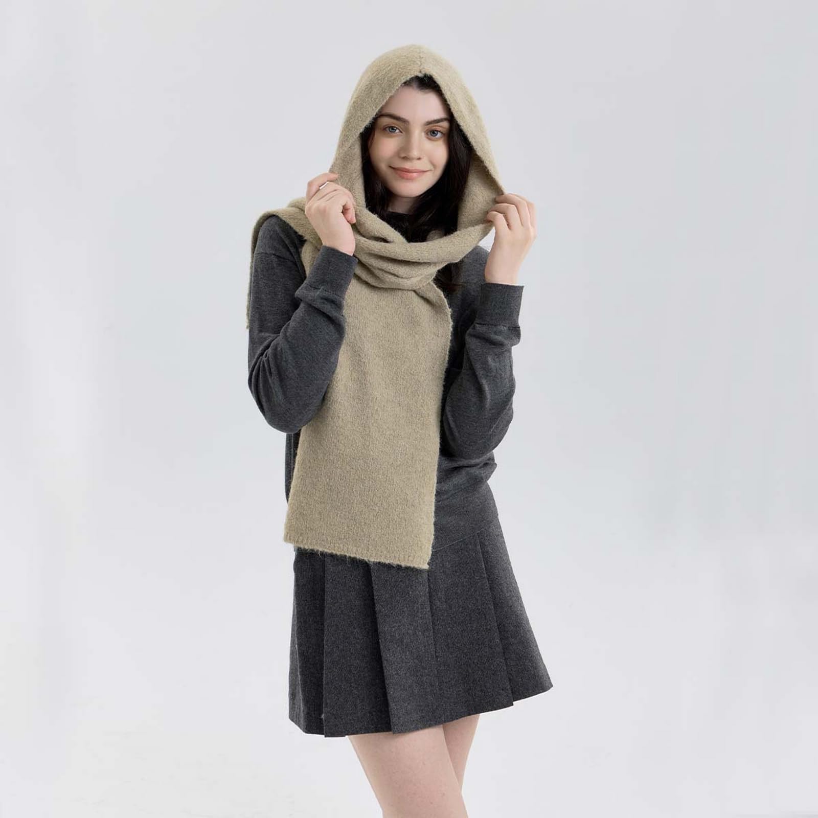 Foulard Donna Sciarpa Con Cappuccio Scaldacollo Lavorato A Maglia Cappello Da Autunno E Inverno Caldo Scialle Cappotto Alla Moda