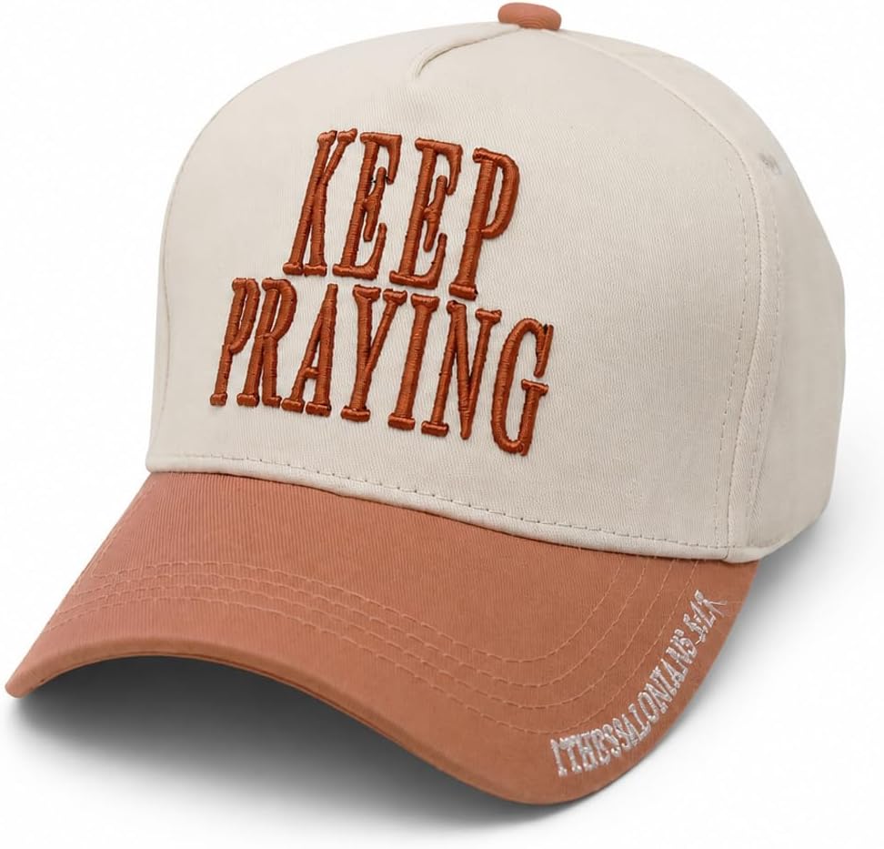 THE INSPIRATION CO. Keep Praying Hat - Christian Embroidered Baseball Cap for Women & Men, Faith-Based Adjustable Hat