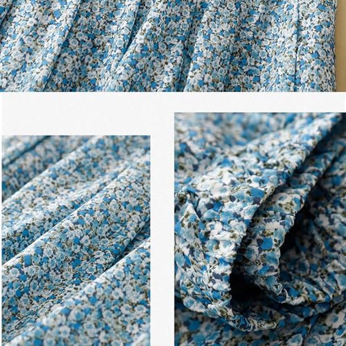 Blue Midi Skirts for Women UK Boho Skirts Summer Gypsy Elasticated Waist Pleated Flared A Line Casual Swing Casual Long Skater - Image 6