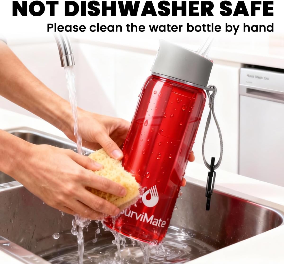 Survimate 5-Stage 0.01μm Ultra-Filtration Filtered Water Bottle, BPA-Free Material, NSF/ANSI 42&372 Certified, Portable Water Filter Bottle for Survival, Camping, Hiking, and Emergency Use - Image 9