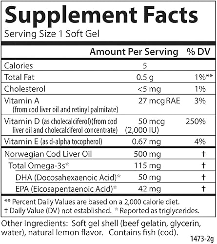 Miniatura 4 de Carlson - Gemas solares D, suplemento de vitamina D3 y Omega-3, 2000 UI (50 mcg) de vitamina D3, 115 mg de Omega-3 EPA y DHA Suplemento, capturado
