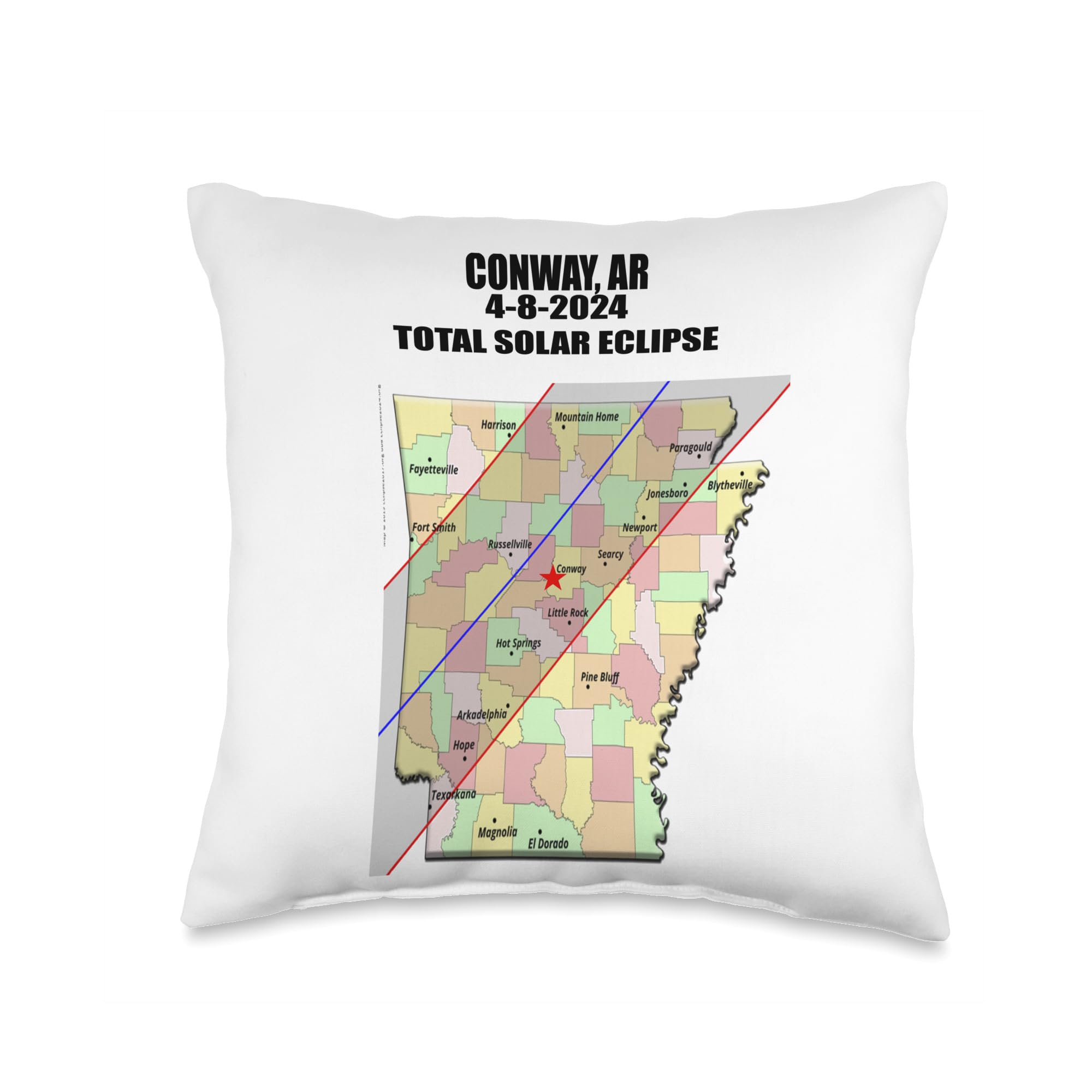 TLJ Creations Total Solar Eclipse 4/8/24 Conway Arkansas TSE Throw Pillow, 16x16, Multicolor
