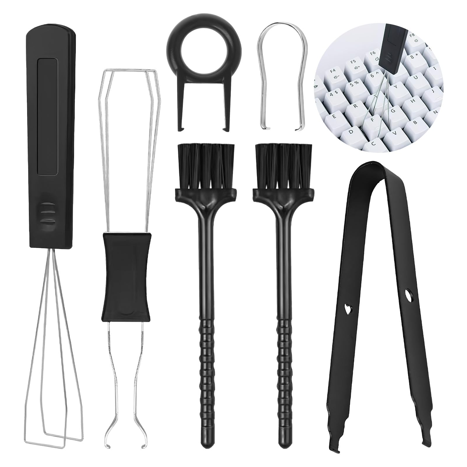 7pcs Keycap Remover Keycap Swapper Switch Puller Cleaning Brush and Precision Tweezers Designed for Mechanical and Standard Keyboards Hot Swappable Essential Tools Kit for Enhanced Maintenance