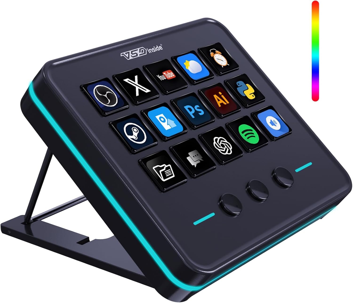 VSD M18 Macro Pad Programmable Keypad, Stream Controller Streaming Deck, Customizable LCD keys, Gaming shortcut keyboard, USB sound board, Trigger actions in OBS, Twitch, YouTube, Works with PC Mac