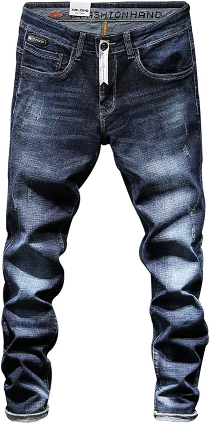 Moda Classic Jeans da Uomo Skinny Slim Dritti Fit Pencil Pantaloni di Denim  Casual Stampato Elasticizzati Pantaloni di Jeans per Uomo Maschio Strappata  Foro Blu Scuro : Amazon.it: Abbigliamento
