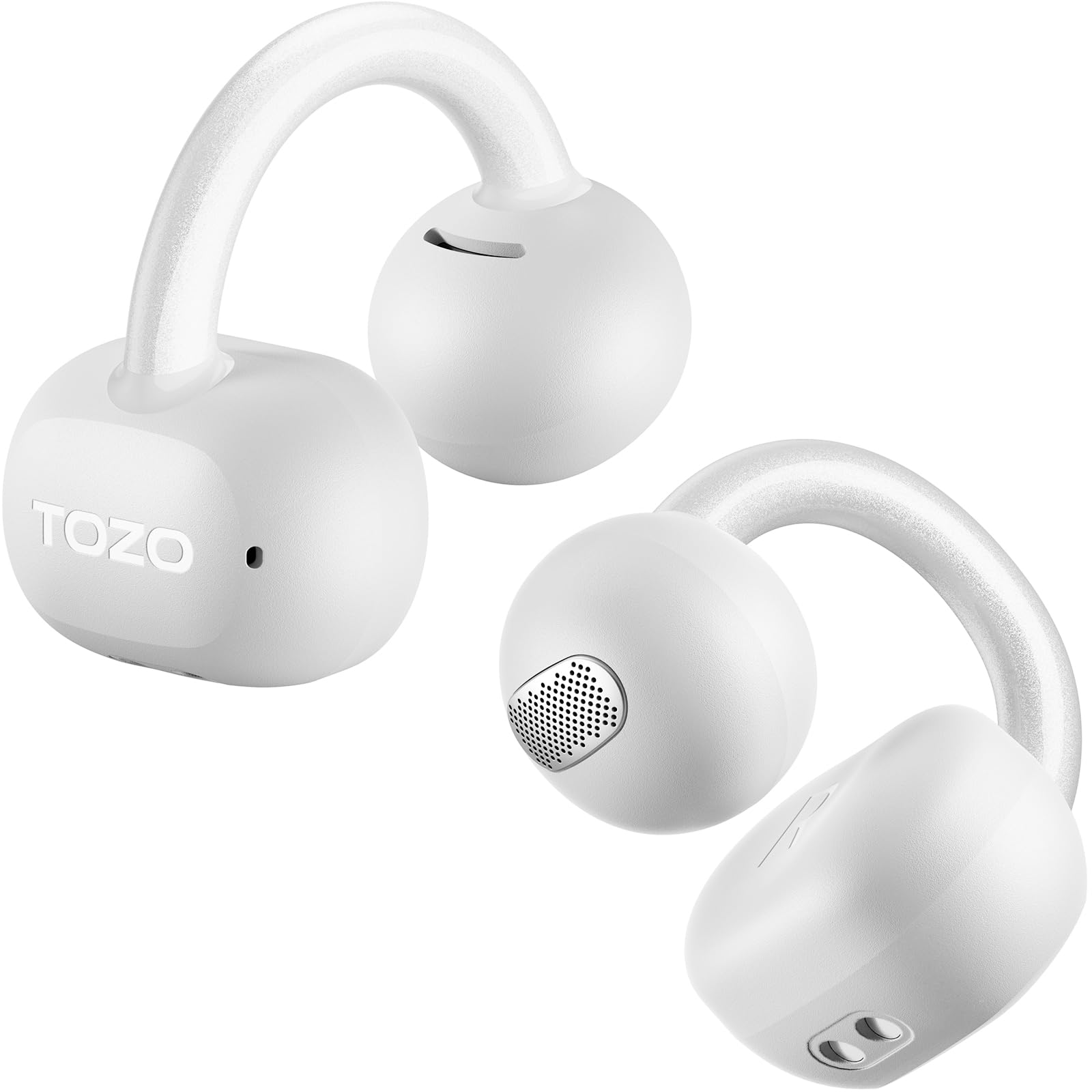 TOZO O2 True Open Ear Wireless Headphones Lightweight with Multi-Angle Adjustment, Bluetooth 5.3 Earbuds with Dual-Axis Design for Long-Lasting Comfort, Crystal-Clear Calls for Driving, White