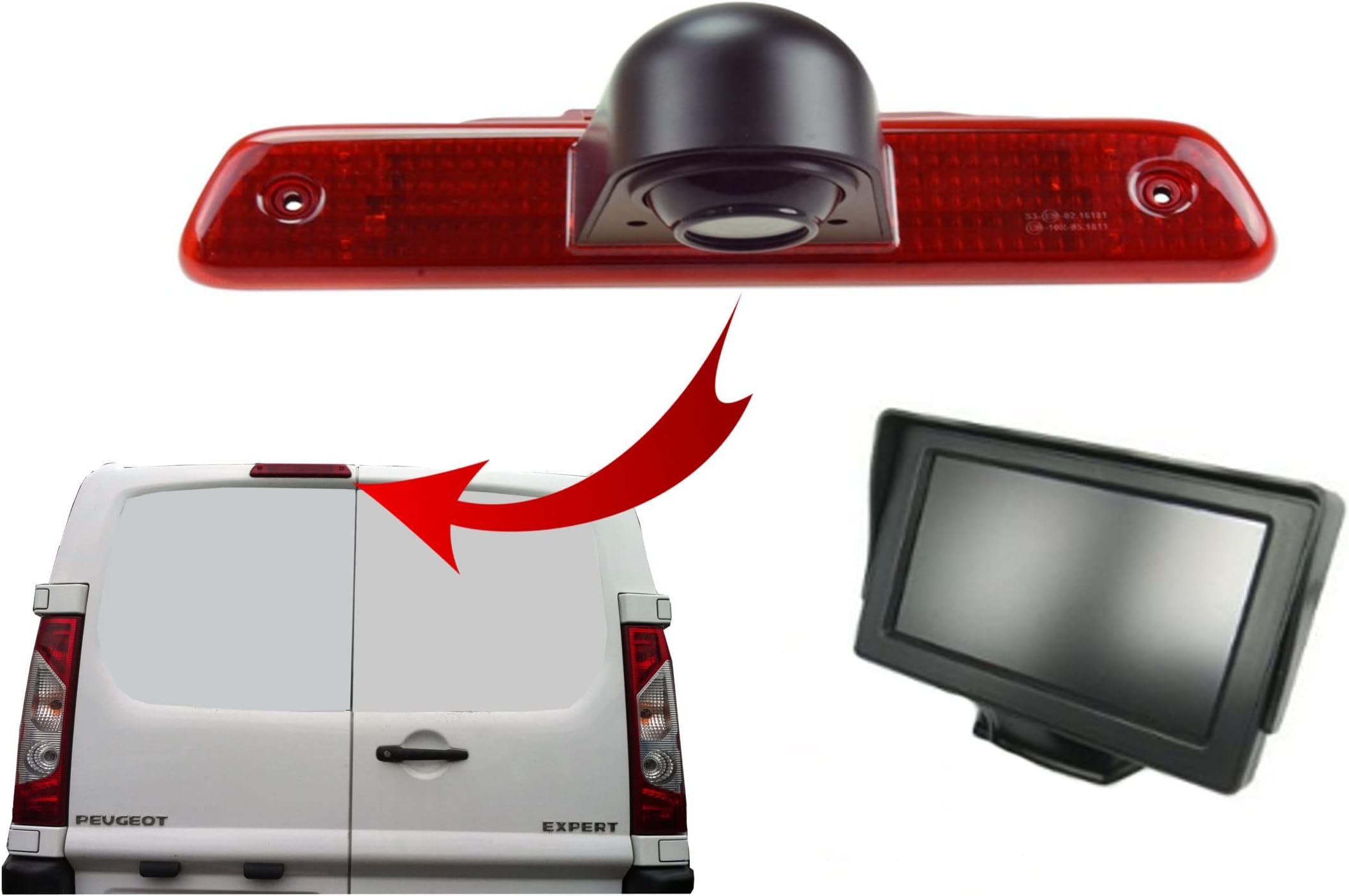 Dolphin Automotive Reversing Camera & 4.3" Dash Monitor Kit for Peugeot Expert 2007-2016. Also Fits Toyota ProAce & Citroen Jumpy