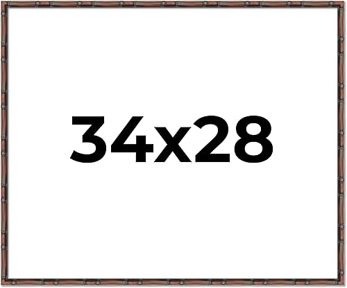 Marco de bambú marrón de 34 x 28 pulgadas con acabado café oscuronogal. Ancho del marco de madera maciza 0.75 pulgadas. Profundidad interior de 0.5