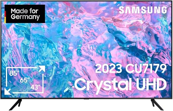 Samsung Crystal UHD CU7179 TV 43 Inches (GU43CU7179UXZG German Model) PurColor Crystal Processor 4K Motion Xcelerator Smart TV (2023) Black [Energy Class G]