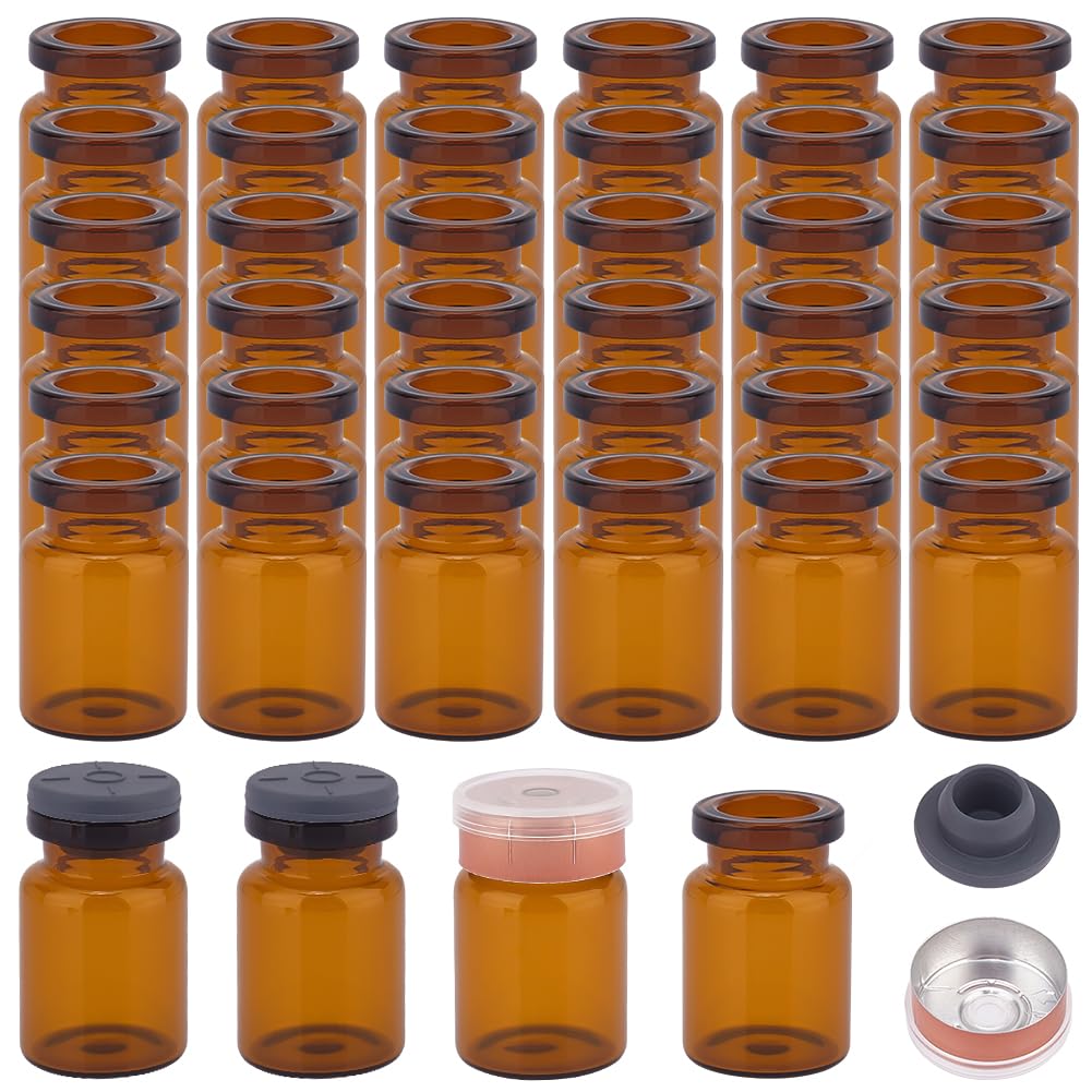 Amazon｜OLYCRAFT 50個 バイアル瓶 5ml 茶色 ガラス瓶 ミニガラス