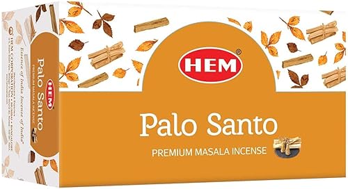 HEM Palo Santo Natural Masala - Varillas de incienso limpiadoras – 12 paquetes (0.51 oz cada uno) | Fragancia natural para ambiente aromático |