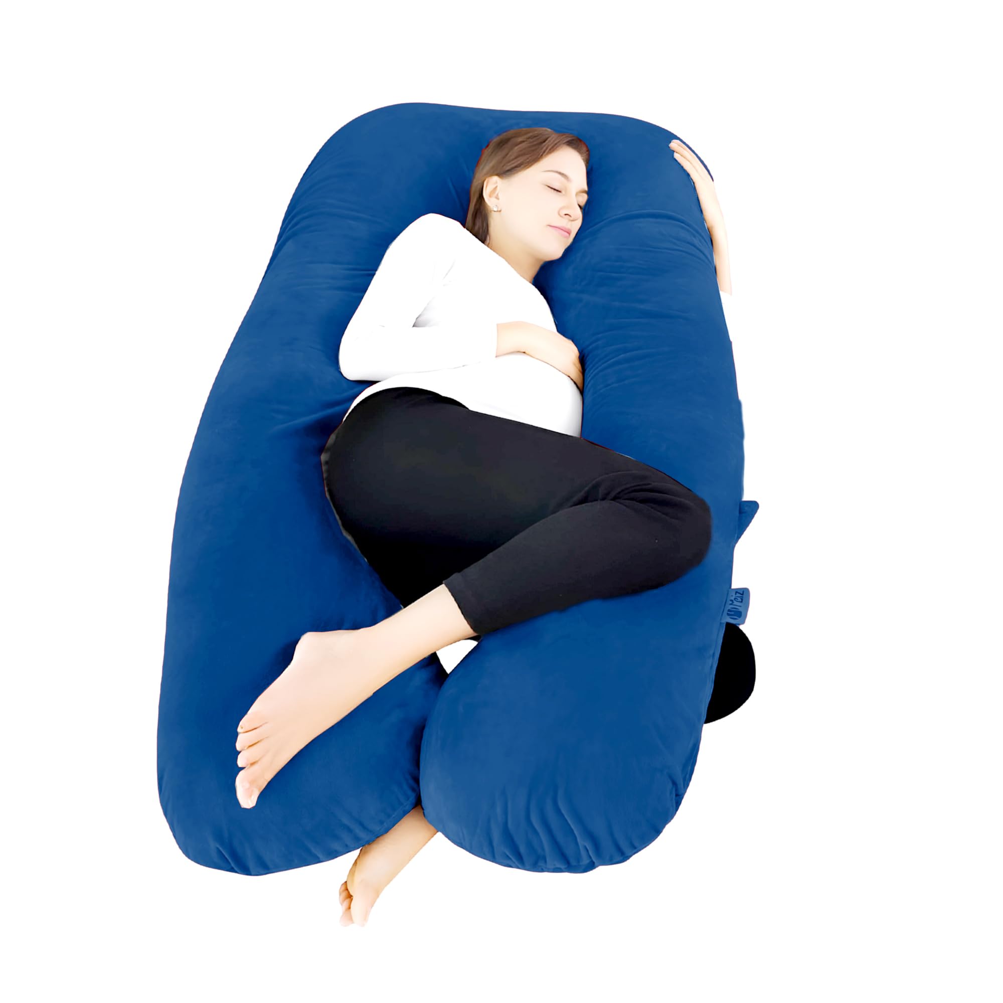 CareFoam Pregnancy Pillow for Sleeping – U-Shape Full Body Maternity Pillow with Removable Washable Velvet Cover | Support for Back, Hips, Legs & Belly | Blue