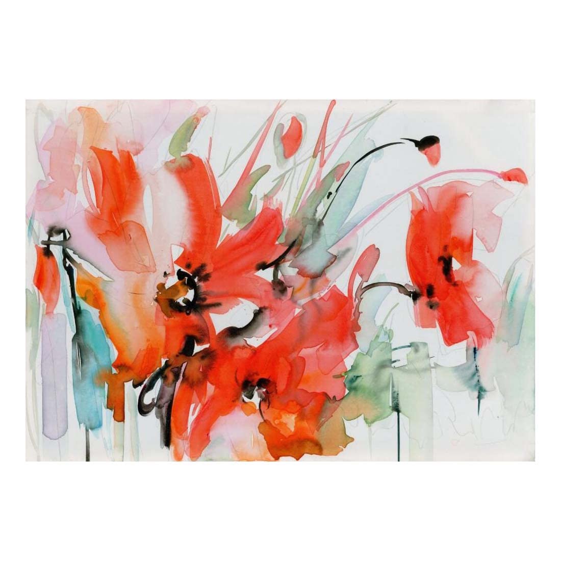 Peinture à l'huile impression sur toile fleur abstraite moderne salon | Art-7 60x90 cm