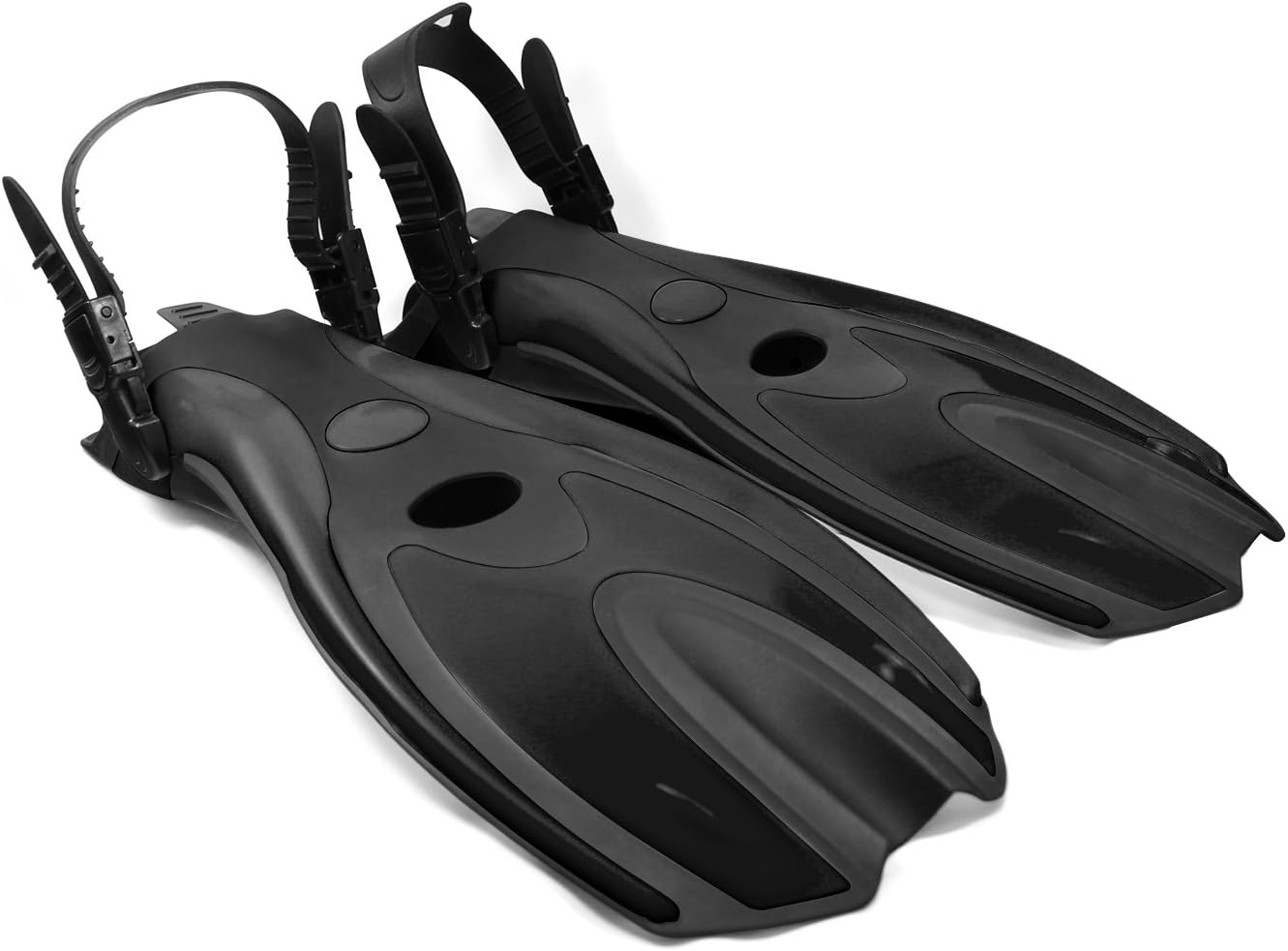 Fishtown Training Swim Fins - High Performance Swim Fins for Beginners, Comfortable Ergonomic Design, Lightweight and Flexible, Improves Technique and Muscle Strength, Adjustable Strap - Black