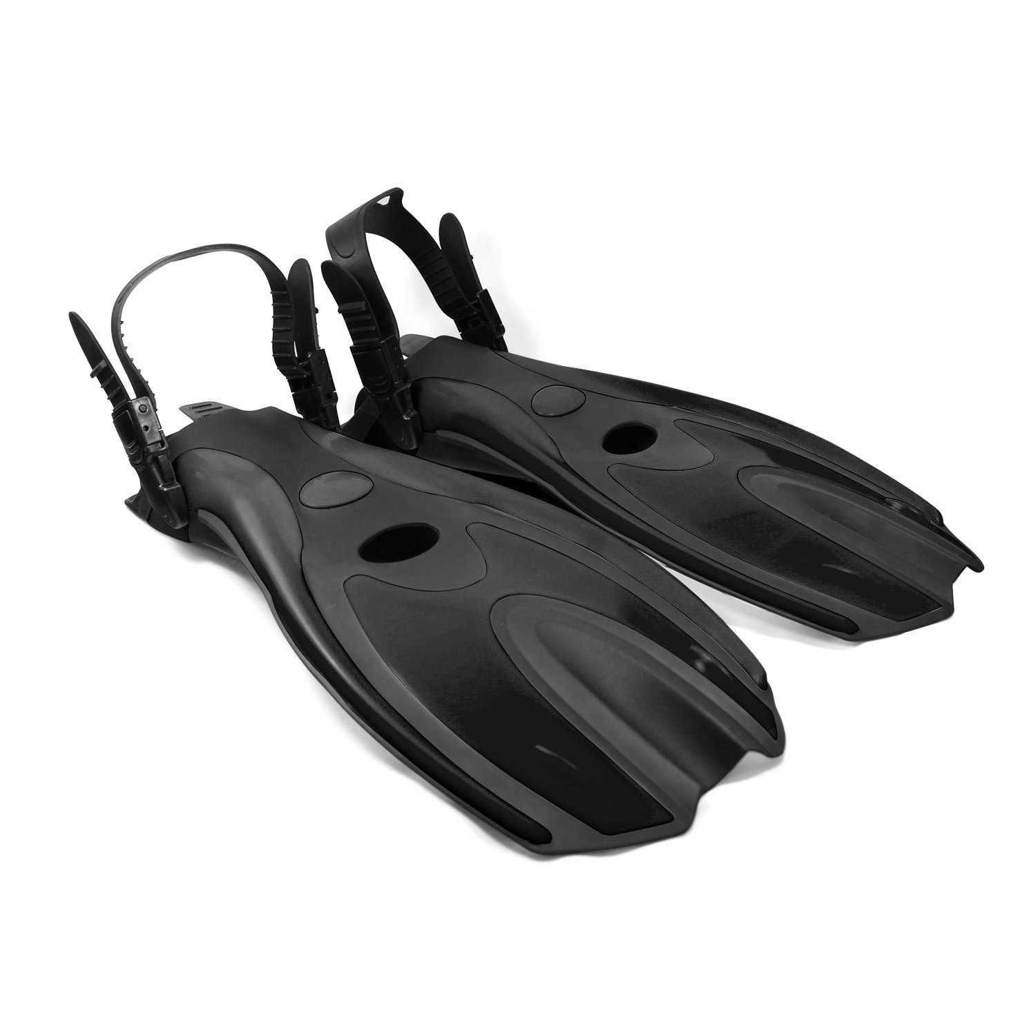 Fishtown Training Swim Fins - High Performance Swim Fins for Beginners, Comfortable Ergonomic Design, Lightweight and Flexible, Improves Technique and Muscle Strength, Adjustable Strap - Black