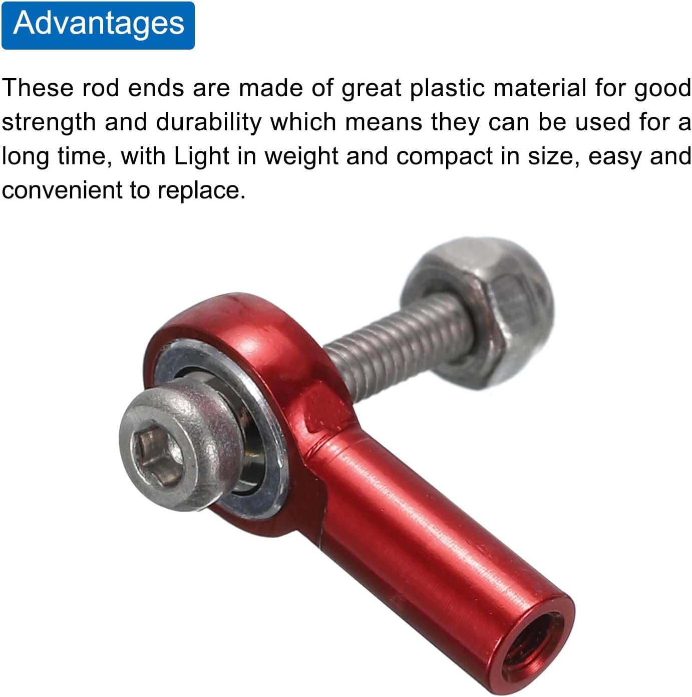 MECCANIXITY M2xL15mm Lever Steering Linkage Tie Rod Ball Head Link Joint End Metal Red for RC Crawler Car Pack of 3