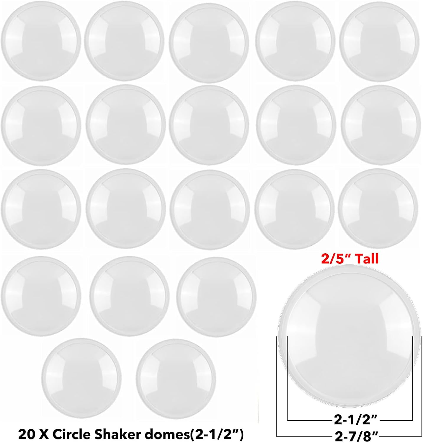 Briartw 20 PCS 2-1/2" Diameter Round Shaker Covers for Shaker Cards Making Scrapbooking Low Profile Shaker Pourch Covers Dimensional Shaker Domes Plastic Clear Puffy Shaker Window Blister