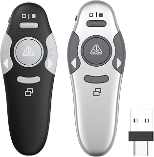 QUI 2 Pack Wireless Presentation Clicker Remote,USB A&C, Black Silver