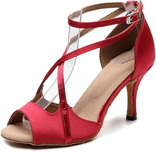 Scarpe Da Danza Latina Donna - Sandali Con Tacco 5cm O 7cm In Raso