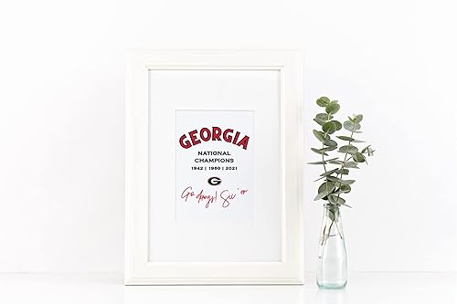 Georgia Bulldogs Print Athens GA Modern Wall Art Dawgs Kirby Merch National Champions Dorm Poster Apartment Decor (5x7 Inches)