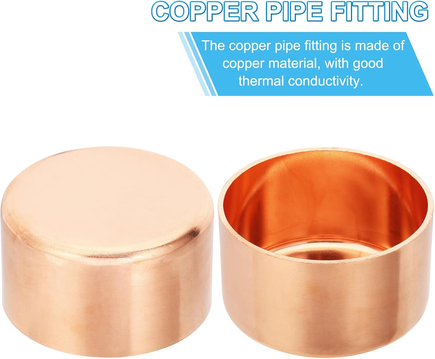 PATIKIL 3-1/2" Copper Pipe End Cap, 1Pcs Copper Fitting Cap Sealing Sweat Plug Solder Connection for Plumbing HVAC Air Conditioner